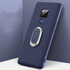 Coque Ultra Fine Silicone Souple Housse Etui avec Support Bague Anneau Aimante Magnetique T08 pour Huawei Mate 20 X 5G Bleu