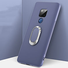 Coque Ultra Fine Silicone Souple Housse Etui avec Support Bague Anneau Aimante Magnetique T08 pour Huawei Mate 20 X 5G Violet