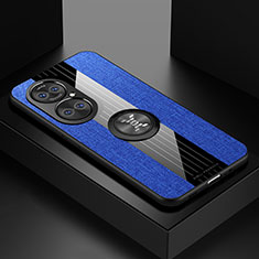 Coque Ultra Fine Silicone Souple Housse Etui avec Support Bague Anneau Aimante Magnetique X01L pour Huawei P50 Pro Bleu