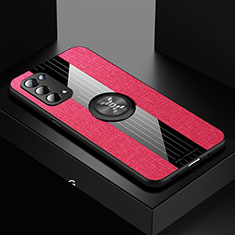 Coque Ultra Fine Silicone Souple Housse Etui avec Support Bague Anneau Aimante Magnetique X01L pour OnePlus Nord N200 5G Rouge