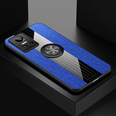 Coque Ultra Fine Silicone Souple Housse Etui avec Support Bague Anneau Aimante Magnetique X01L pour Realme GT Neo3 5G Bleu