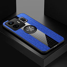 Coque Ultra Fine Silicone Souple Housse Etui avec Support Bague Anneau Aimante Magnetique X01L pour Realme GT Neo5 5G Bleu