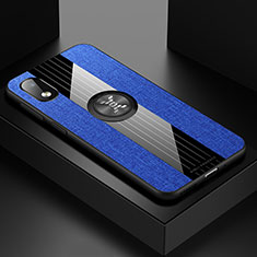Coque Ultra Fine Silicone Souple Housse Etui avec Support Bague Anneau Aimante Magnetique X01L pour Samsung Galaxy A01 Core Bleu