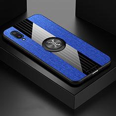 Coque Ultra Fine Silicone Souple Housse Etui avec Support Bague Anneau Aimante Magnetique X01L pour Samsung Galaxy A02 Bleu