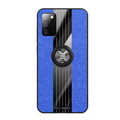 Coque Ultra Fine Silicone Souple Housse Etui avec Support Bague Anneau Aimante Magnetique X01L pour Samsung Galaxy A02s Bleu