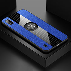 Coque Ultra Fine Silicone Souple Housse Etui avec Support Bague Anneau Aimante Magnetique X01L pour Samsung Galaxy A10 Bleu