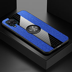 Coque Ultra Fine Silicone Souple Housse Etui avec Support Bague Anneau Aimante Magnetique X01L pour Samsung Galaxy A12 Nacho Bleu