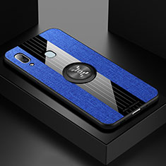 Coque Ultra Fine Silicone Souple Housse Etui avec Support Bague Anneau Aimante Magnetique X01L pour Samsung Galaxy A20 Bleu