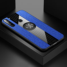 Coque Ultra Fine Silicone Souple Housse Etui avec Support Bague Anneau Aimante Magnetique X01L pour Samsung Galaxy A21 Bleu