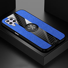 Coque Ultra Fine Silicone Souple Housse Etui avec Support Bague Anneau Aimante Magnetique X01L pour Samsung Galaxy A22 4G Bleu