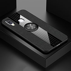 Coque Ultra Fine Silicone Souple Housse Etui avec Support Bague Anneau Aimante Magnetique X01L pour Samsung Galaxy A40 Noir