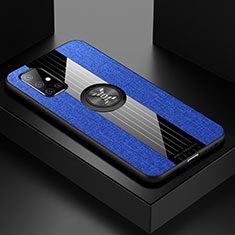 Coque Ultra Fine Silicone Souple Housse Etui avec Support Bague Anneau Aimante Magnetique X01L pour Samsung Galaxy A71 5G Bleu