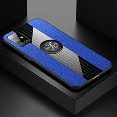 Coque Ultra Fine Silicone Souple Housse Etui avec Support Bague Anneau Aimante Magnetique X01L pour Samsung Galaxy M31s Bleu