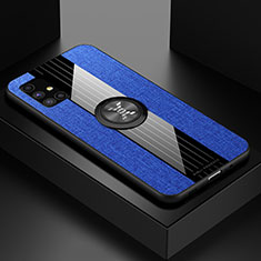 Coque Ultra Fine Silicone Souple Housse Etui avec Support Bague Anneau Aimante Magnetique X01L pour Samsung Galaxy M51 Bleu