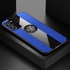 Coque Ultra Fine Silicone Souple Housse Etui avec Support Bague Anneau Aimante Magnetique X01L pour Samsung Galaxy Note 20 5G Bleu