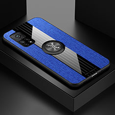 Coque Ultra Fine Silicone Souple Housse Etui avec Support Bague Anneau Aimante Magnetique X01L pour Xiaomi Mi 10T 5G Bleu