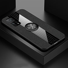 Coque Ultra Fine Silicone Souple Housse Etui avec Support Bague Anneau Aimante Magnetique X01L pour Xiaomi Mi 10T 5G Noir