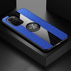 Coque Ultra Fine Silicone Souple Housse Etui avec Support Bague Anneau Aimante Magnetique X01L pour Xiaomi Mi 11i 5G Bleu