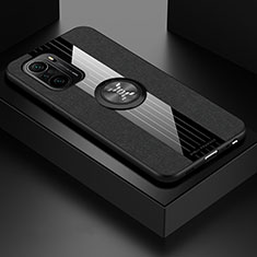 Coque Ultra Fine Silicone Souple Housse Etui avec Support Bague Anneau Aimante Magnetique X01L pour Xiaomi Mi 11X Pro 5G Noir
