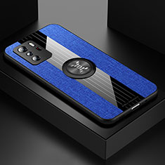 Coque Ultra Fine Silicone Souple Housse Etui avec Support Bague Anneau Aimante Magnetique X01L pour Xiaomi Poco X3 GT 5G Bleu