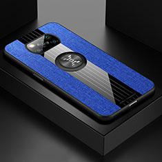 Coque Ultra Fine Silicone Souple Housse Etui avec Support Bague Anneau Aimante Magnetique X01L pour Xiaomi Poco X3 NFC Bleu