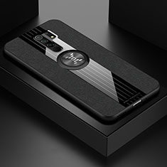 Coque Ultra Fine Silicone Souple Housse Etui avec Support Bague Anneau Aimante Magnetique X01L pour Xiaomi Redmi 9 Prime India Noir