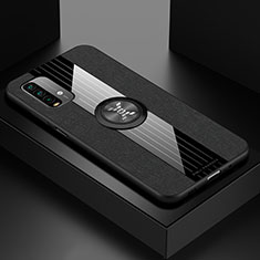 Coque Ultra Fine Silicone Souple Housse Etui avec Support Bague Anneau Aimante Magnetique X01L pour Xiaomi Redmi 9T 4G Noir