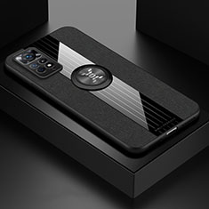 Coque Ultra Fine Silicone Souple Housse Etui avec Support Bague Anneau Aimante Magnetique X01L pour Xiaomi Redmi Note 11 4G (2022) Noir