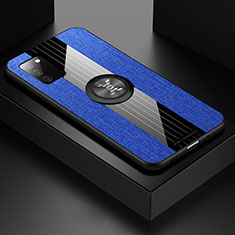 Coque Ultra Fine Silicone Souple Housse Etui avec Support Bague Anneau Aimante Magnetique X02L pour Samsung Galaxy A02s Bleu