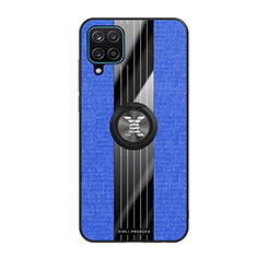 Coque Ultra Fine Silicone Souple Housse Etui avec Support Bague Anneau Aimante Magnetique X02L pour Samsung Galaxy A12 5G Bleu