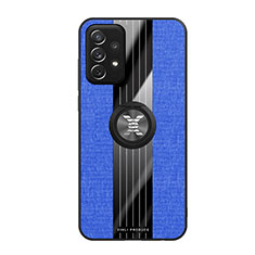 Coque Ultra Fine Silicone Souple Housse Etui avec Support Bague Anneau Aimante Magnetique X02L pour Samsung Galaxy A72 5G Bleu