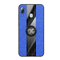 Coque Ultra Fine Silicone Souple Housse Etui avec Support Bague Anneau Aimante Magnetique X02L pour Samsung Galaxy M10S Bleu