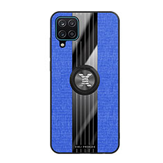 Coque Ultra Fine Silicone Souple Housse Etui avec Support Bague Anneau Aimante Magnetique X02L pour Samsung Galaxy M12 Bleu