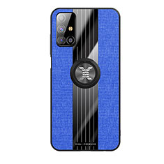Coque Ultra Fine Silicone Souple Housse Etui avec Support Bague Anneau Aimante Magnetique X02L pour Samsung Galaxy M31s Bleu