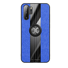 Coque Ultra Fine Silicone Souple Housse Etui avec Support Bague Anneau Aimante Magnetique X02L pour Samsung Galaxy Note 10 Plus 5G Bleu