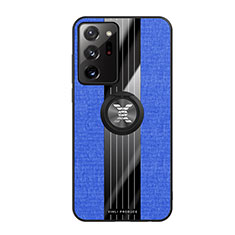 Coque Ultra Fine Silicone Souple Housse Etui avec Support Bague Anneau Aimante Magnetique X02L pour Samsung Galaxy Note 20 Ultra 5G Bleu