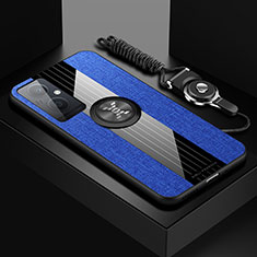 Coque Ultra Fine Silicone Souple Housse Etui avec Support Bague Anneau Aimante Magnetique X03L pour OnePlus Nord N20 5G Bleu