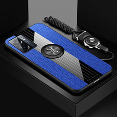 Coque Ultra Fine Silicone Souple Housse Etui avec Support Bague Anneau Aimante Magnetique X03L pour OnePlus Nord N300 5G Bleu