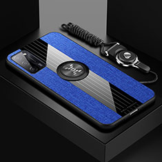 Coque Ultra Fine Silicone Souple Housse Etui avec Support Bague Anneau Aimante Magnetique X03L pour Oppo A53s 5G Bleu