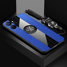 Coque Ultra Fine Silicone Souple Housse Etui avec Support Bague Anneau Aimante Magnetique X03L pour Realme 9i 5G Bleu