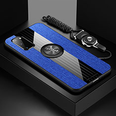 Coque Ultra Fine Silicone Souple Housse Etui avec Support Bague Anneau Aimante Magnetique X03L pour Samsung Galaxy S20 Bleu