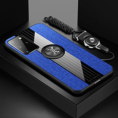 Coque Ultra Fine Silicone Souple Housse Etui avec Support Bague Anneau Aimante Magnetique X03L pour Samsung Galaxy S20 Plus 5G Bleu