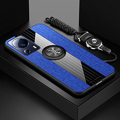 Coque Ultra Fine Silicone Souple Housse Etui avec Support Bague Anneau Aimante Magnetique X03L pour Xiaomi Civi 2 5G Bleu