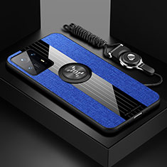 Coque Ultra Fine Silicone Souple Housse Etui avec Support Bague Anneau Aimante Magnetique X03L pour Xiaomi Mi Mix 4 5G Bleu