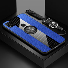 Coque Ultra Fine Silicone Souple Housse Etui avec Support Bague Anneau Aimante Magnetique X03L pour Xiaomi Redmi 10A 4G Bleu