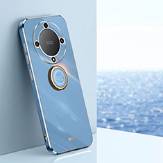 Coque Ultra Fine Silicone Souple Housse Etui avec Support Bague Anneau Aimante Magnetique XL1 pour Huawei Honor Magic5 Lite 5G Bleu