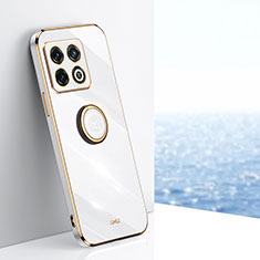 Coque Ultra Fine Silicone Souple Housse Etui avec Support Bague Anneau Aimante Magnetique XL1 pour OnePlus 10 Pro 5G Blanc