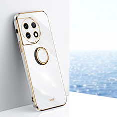 Coque Ultra Fine Silicone Souple Housse Etui avec Support Bague Anneau Aimante Magnetique XL1 pour OnePlus 11 5G Blanc