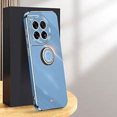Coque Ultra Fine Silicone Souple Housse Etui avec Support Bague Anneau Aimante Magnetique XL1 pour OnePlus 12 5G Bleu