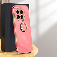 Coque Ultra Fine Silicone Souple Housse Etui avec Support Bague Anneau Aimante Magnetique XL1 pour OnePlus 12 5G Rose Rouge